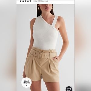 NWT Express Faux Leather Paperbag Shorts Size 8
